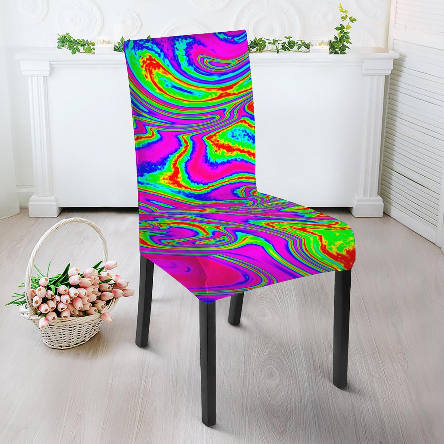 Abstract Psychedelic Liquid Trippy Print Dining Chair Slipcover
