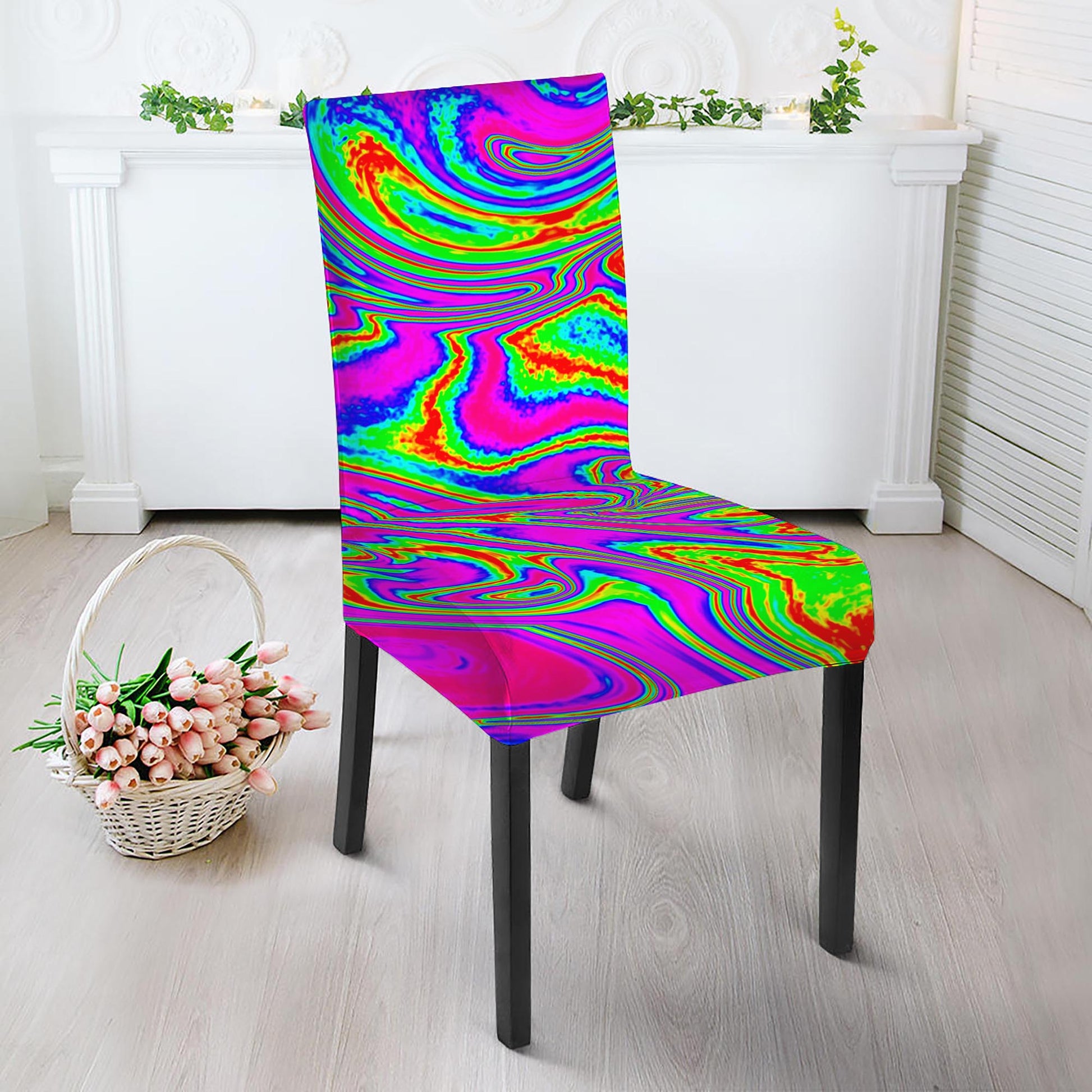 Abstract Psychedelic Liquid Trippy Print Dining Chair Slipcover