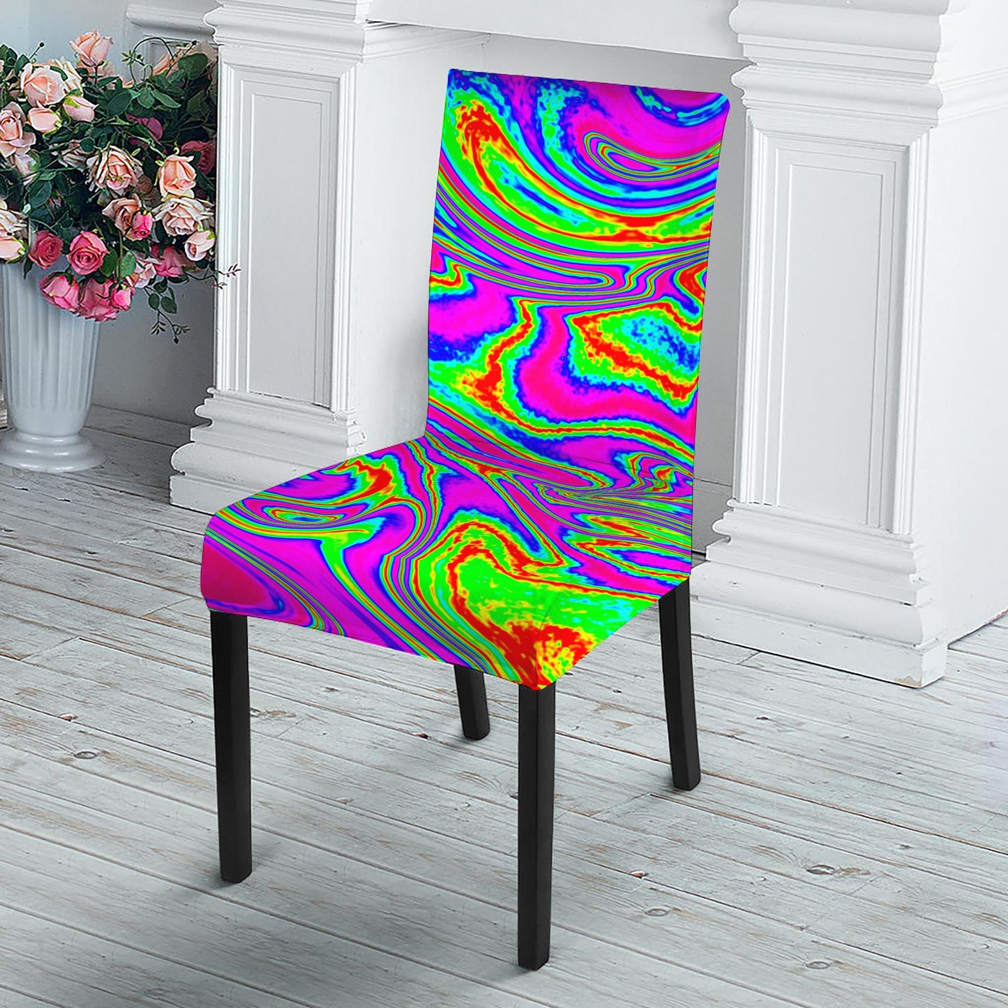 Abstract Psychedelic Liquid Trippy Print Dining Chair Slipcover