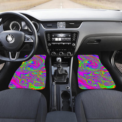 Abstract Psychedelic Liquid Trippy Print Front and Back Car Floor Mats