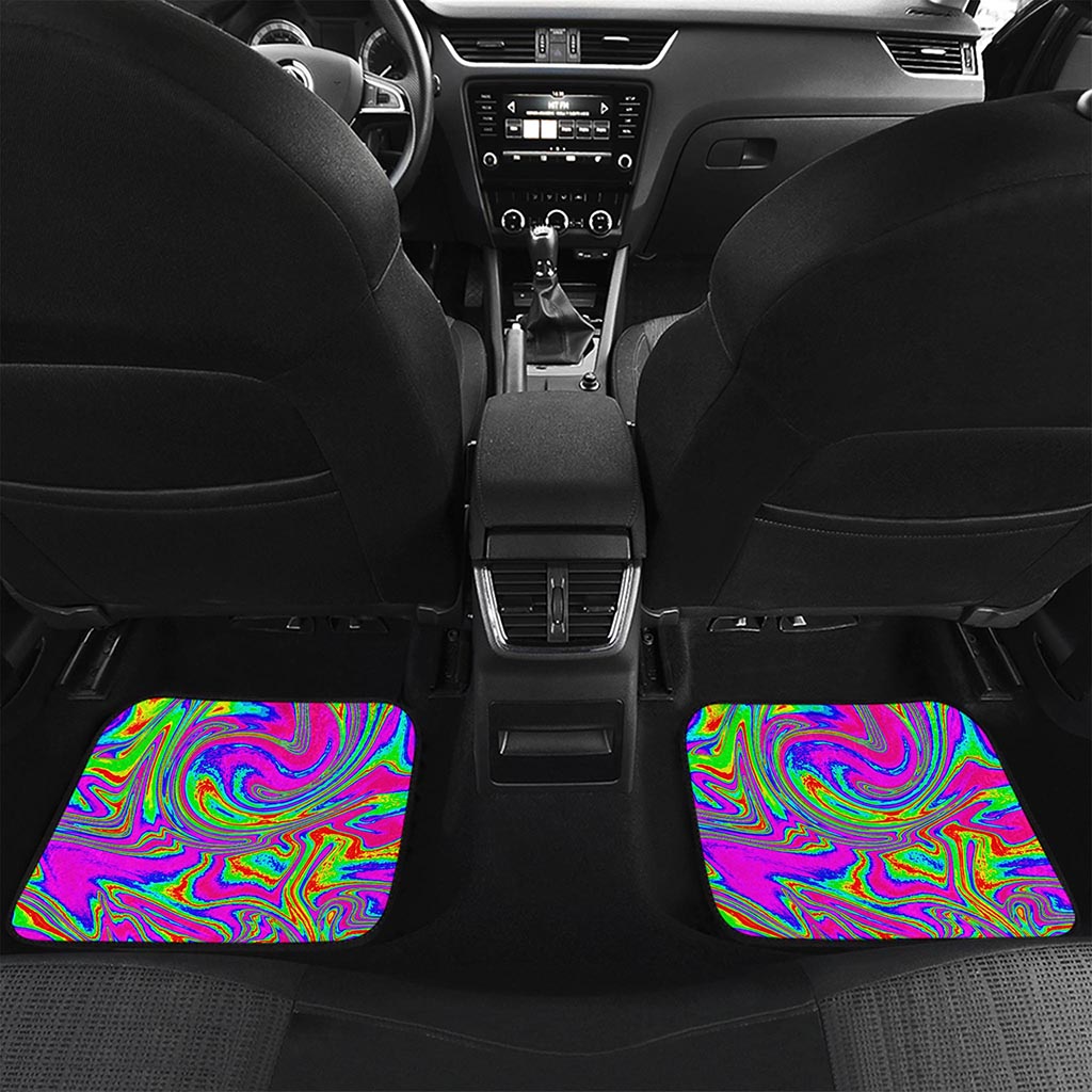 Abstract Psychedelic Liquid Trippy Print Front and Back Car Floor Mats
