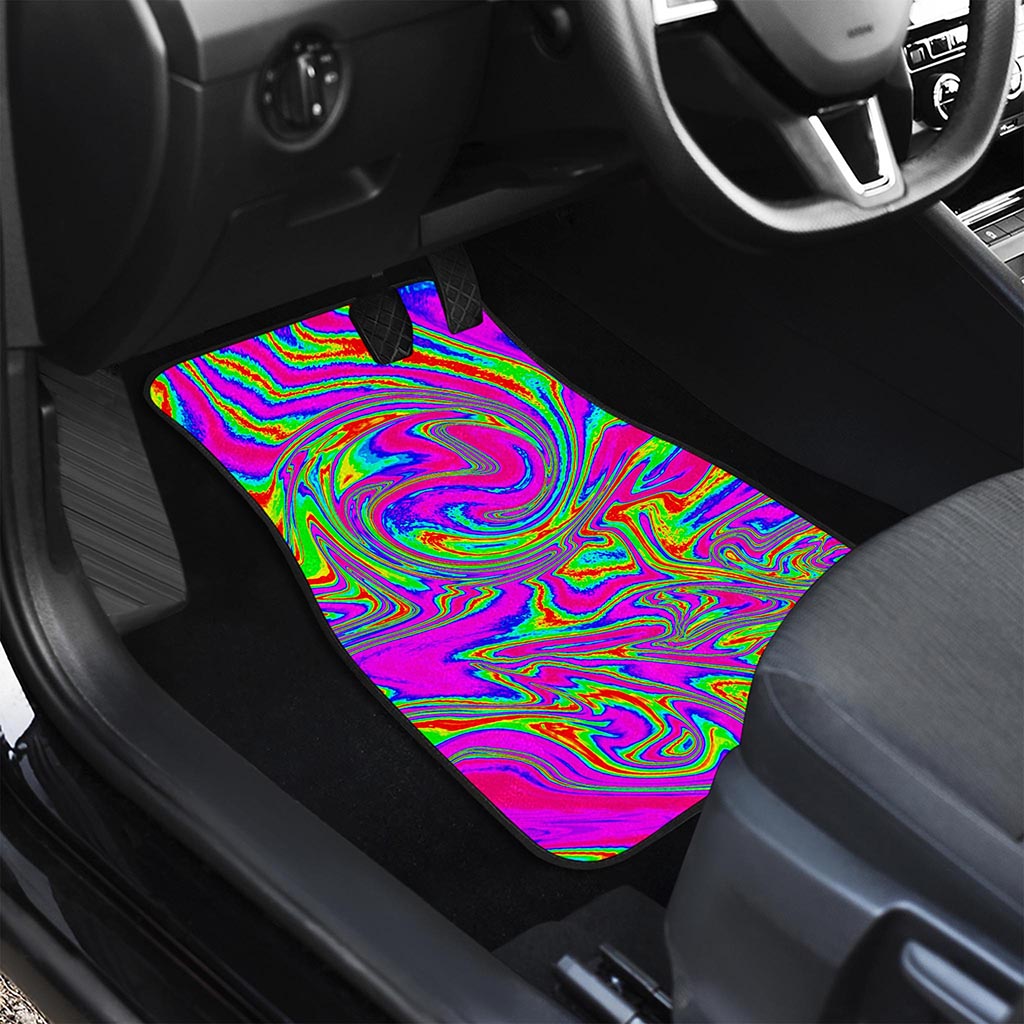 Abstract Psychedelic Liquid Trippy Print Front and Back Car Floor Mats