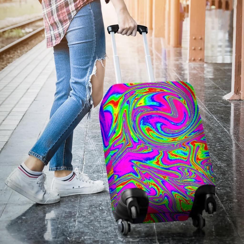 Abstract Psychedelic Liquid Trippy Print Luggage Cover GearFrost