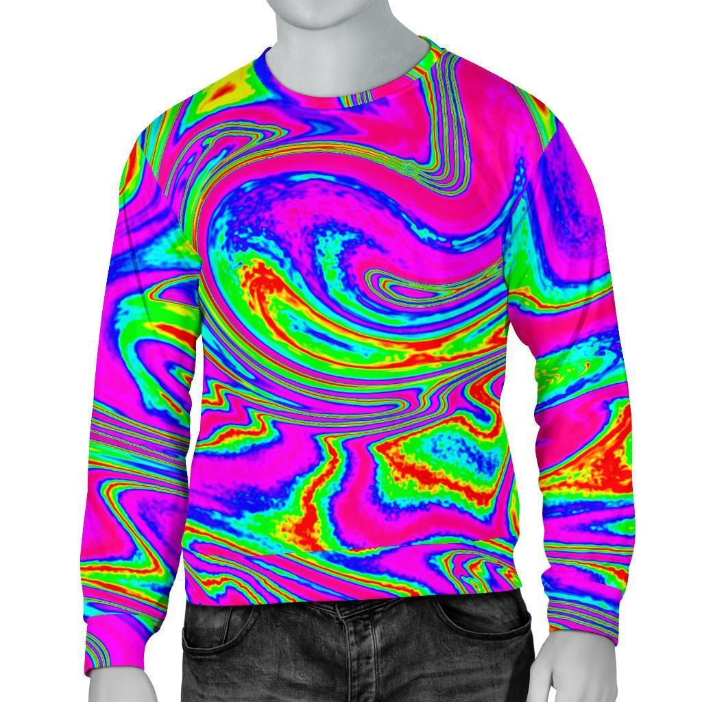 Abstract Psychedelic Liquid Trippy Print Men's Crewneck Sweatshirt GearFrost
