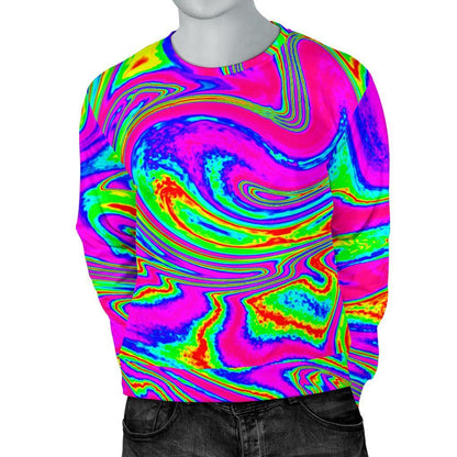 Abstract Psychedelic Liquid Trippy Print Men's Crewneck Sweatshirt GearFrost