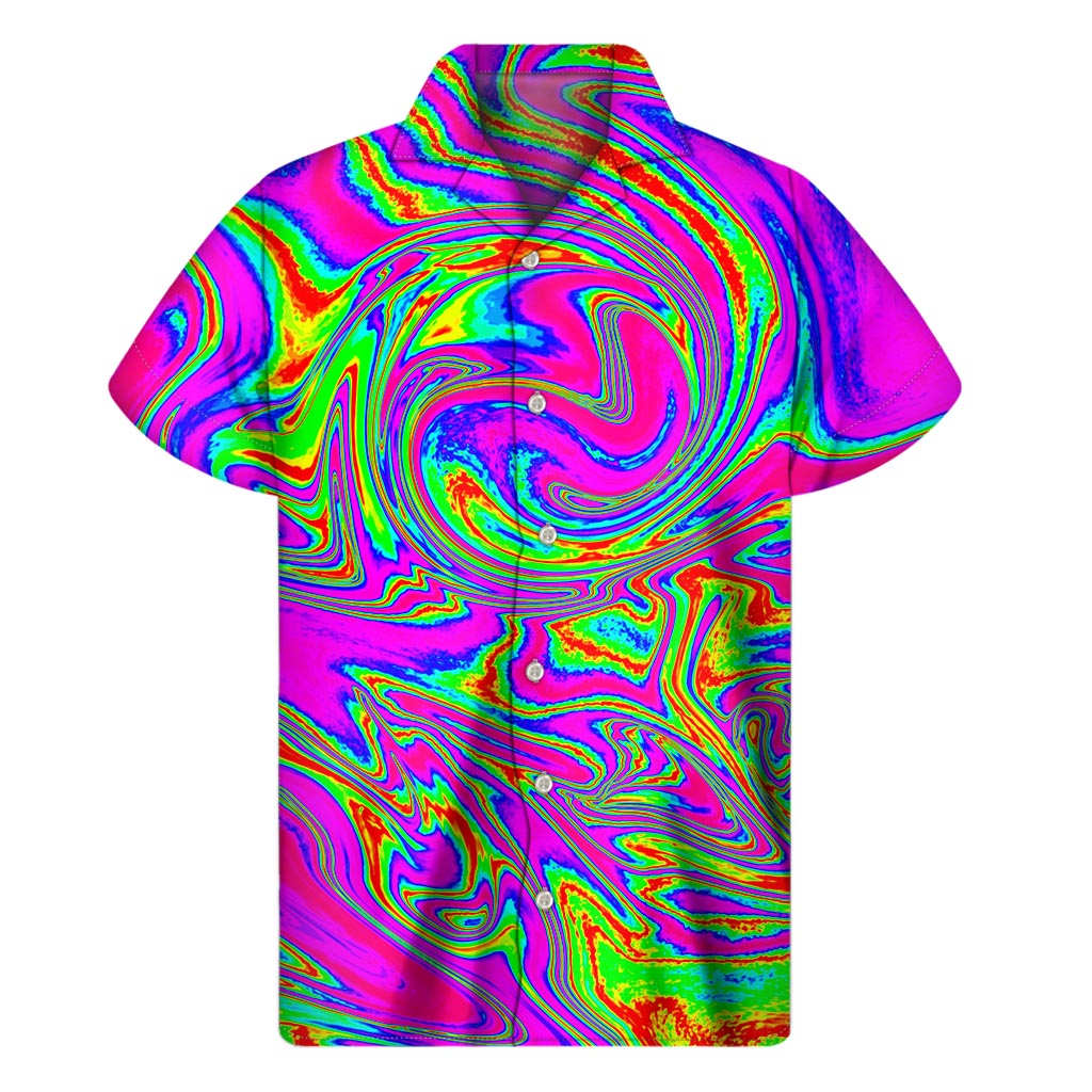 Abstract Psychedelic Liquid Trippy Print Men's Short Sleeve Shirt