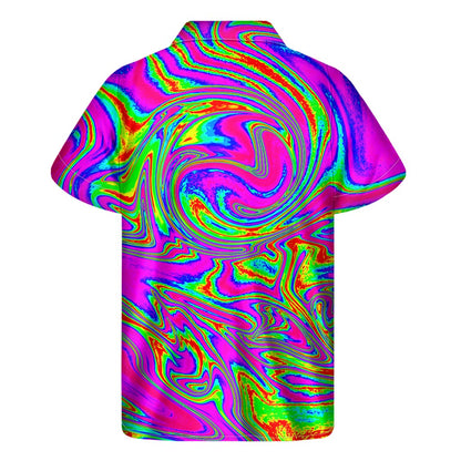 Abstract Psychedelic Liquid Trippy Print Men's Short Sleeve Shirt
