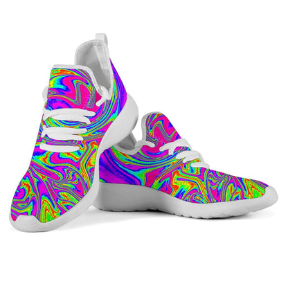 Abstract Psychedelic Liquid Trippy Print Mesh Knit Shoes GearFrost
