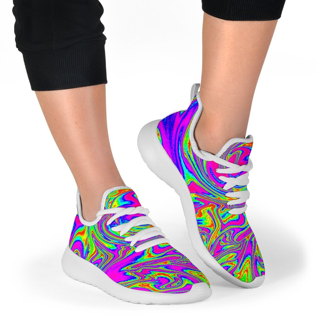 Abstract Psychedelic Liquid Trippy Print Mesh Knit Shoes GearFrost