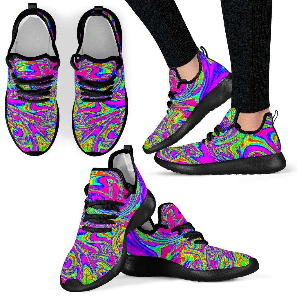 Abstract Psychedelic Liquid Trippy Print Mesh Knit Shoes GearFrost
