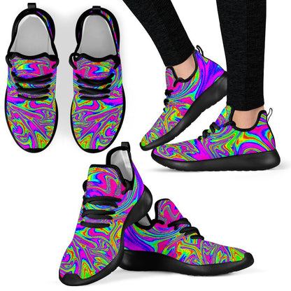 Abstract Psychedelic Liquid Trippy Print Mesh Knit Shoes GearFrost