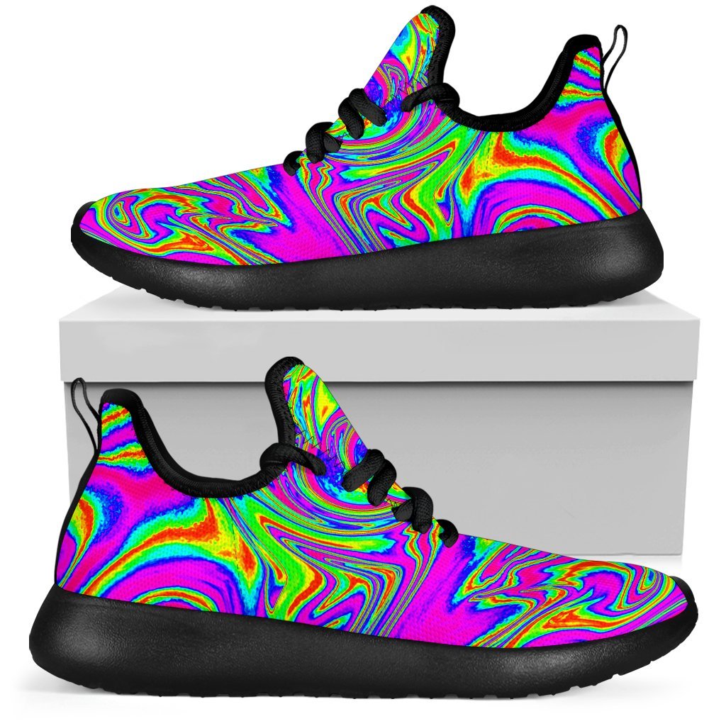 Abstract Psychedelic Liquid Trippy Print Mesh Knit Shoes GearFrost