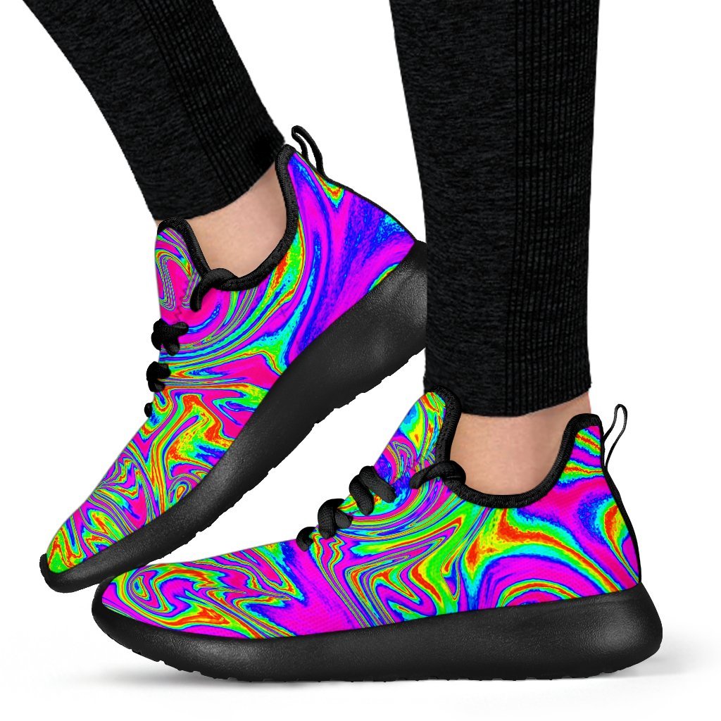 Abstract Psychedelic Liquid Trippy Print Mesh Knit Shoes GearFrost