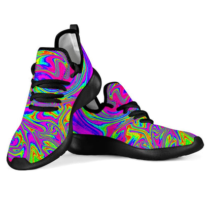 Abstract Psychedelic Liquid Trippy Print Mesh Knit Shoes GearFrost