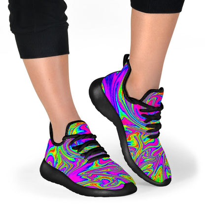 Abstract Psychedelic Liquid Trippy Print Mesh Knit Shoes GearFrost