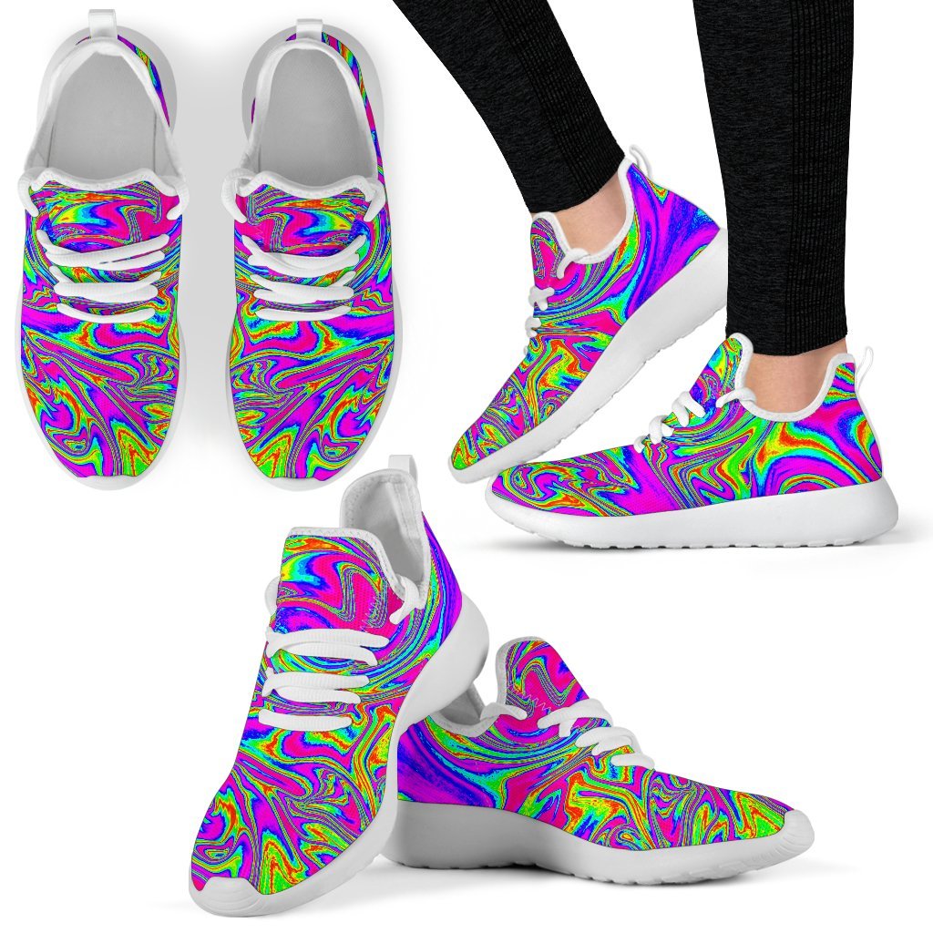 Abstract Psychedelic Liquid Trippy Print Mesh Knit Shoes GearFrost