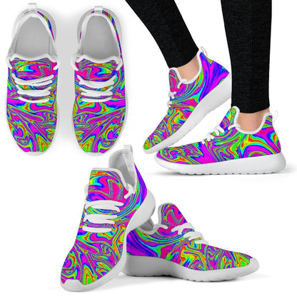 Abstract Psychedelic Liquid Trippy Print Mesh Knit Shoes GearFrost