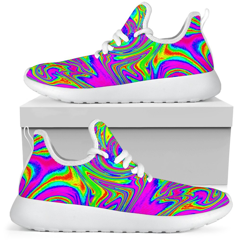 Abstract Psychedelic Liquid Trippy Print Mesh Knit Shoes GearFrost
