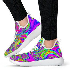 Abstract Psychedelic Liquid Trippy Print Mesh Knit Shoes GearFrost