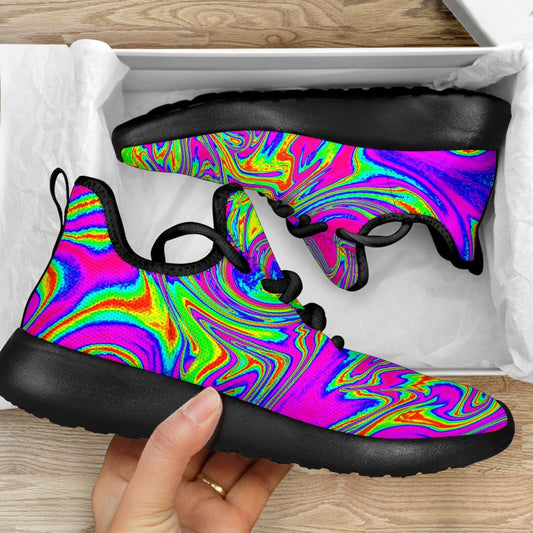 Abstract Psychedelic Liquid Trippy Print Mesh Knit Shoes GearFrost