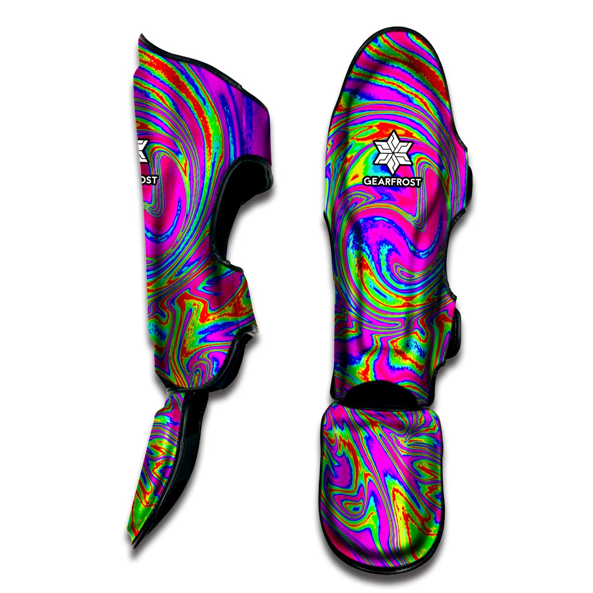 Abstract Psychedelic Liquid Trippy Print Muay Thai Shin Guard