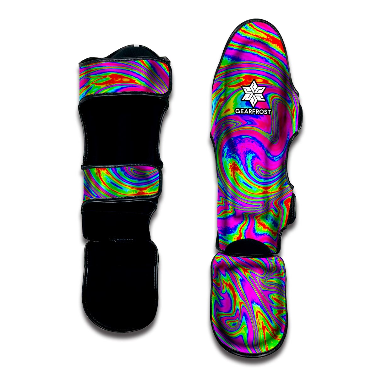 Abstract Psychedelic Liquid Trippy Print Muay Thai Shin Guard