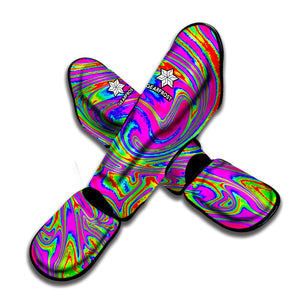 Abstract Psychedelic Liquid Trippy Print Muay Thai Shin Guard