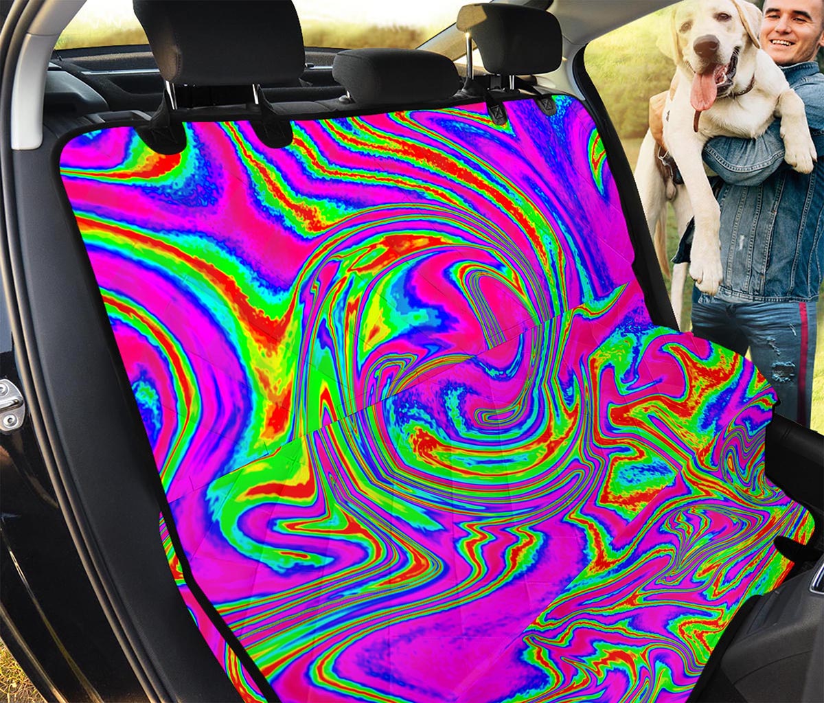 Abstract Psychedelic Liquid Trippy Print Pet Car Back Seat Cover