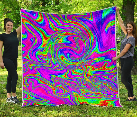 Abstract Psychedelic Liquid Trippy Print Quilt