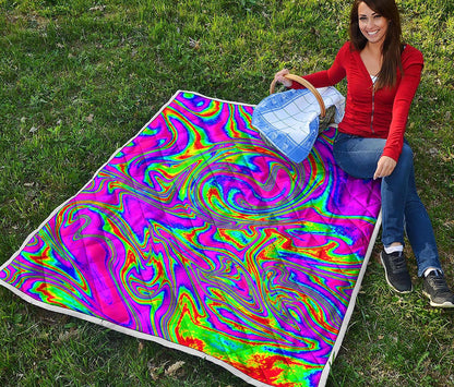 Abstract Psychedelic Liquid Trippy Print Quilt