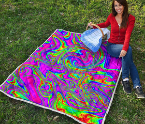 Abstract Psychedelic Liquid Trippy Print Quilt