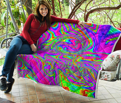 Abstract Psychedelic Liquid Trippy Print Quilt
