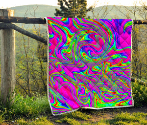 Abstract Psychedelic Liquid Trippy Print Quilt
