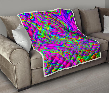 Abstract Psychedelic Liquid Trippy Print Quilt