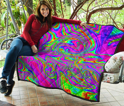 Abstract Psychedelic Liquid Trippy Print Quilt