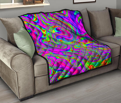 Abstract Psychedelic Liquid Trippy Print Quilt