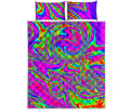 Abstract Psychedelic Liquid Trippy Print Quilt Bed Set