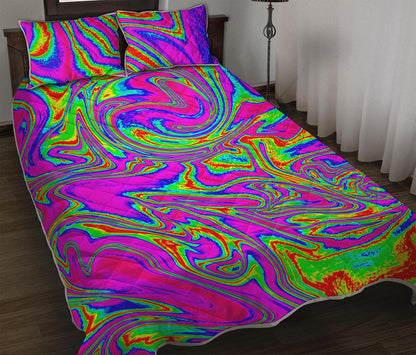 Abstract Psychedelic Liquid Trippy Print Quilt Bed Set