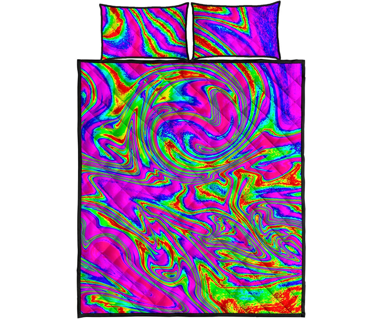 Abstract Psychedelic Liquid Trippy Print Quilt Bed Set