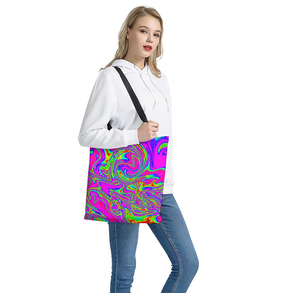 Abstract Psychedelic Liquid Trippy Print Tote Bag