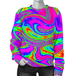 Abstract Psychedelic Liquid Trippy Print Women's Crewneck Sweatshirt GearFrost