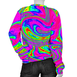 Abstract Psychedelic Liquid Trippy Print Women's Crewneck Sweatshirt GearFrost