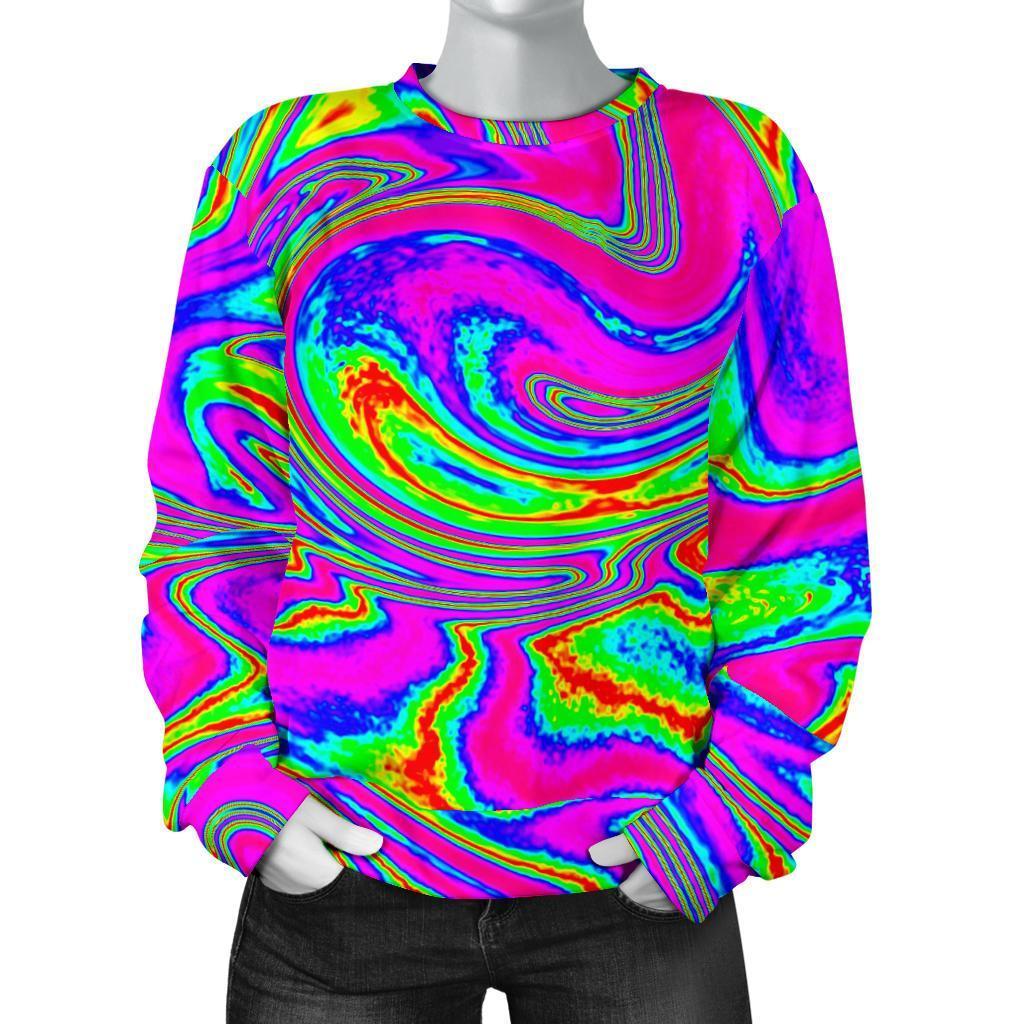 Abstract Psychedelic Liquid Trippy Print Women's Crewneck Sweatshirt GearFrost