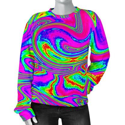 Abstract Psychedelic Liquid Trippy Print Women's Crewneck Sweatshirt GearFrost