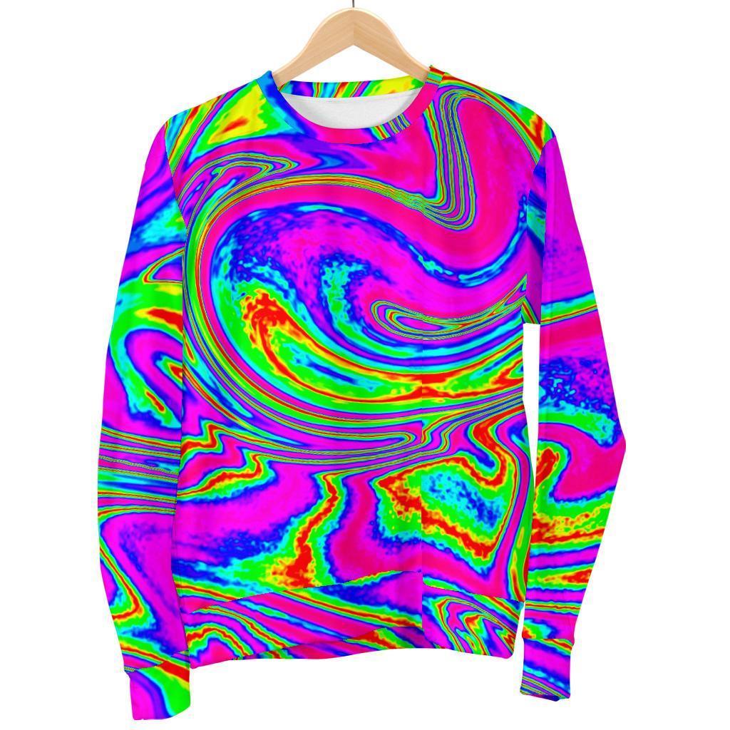 Abstract Psychedelic Liquid Trippy Print Women's Crewneck Sweatshirt GearFrost