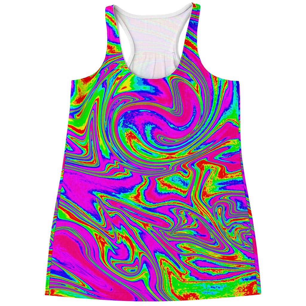 Abstract Psychedelic Liquid Trippy Print Women's Racerback Tank Top