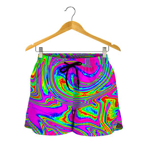 Abstract Psychedelic Liquid Trippy Print Women's Shorts