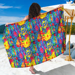 Abstract Psychedelic Print Beach Sarong Wrap