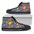 Abstract Psychedelic Print Black High Top Sneakers