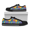 Abstract Psychedelic Print Black Low Top Sneakers